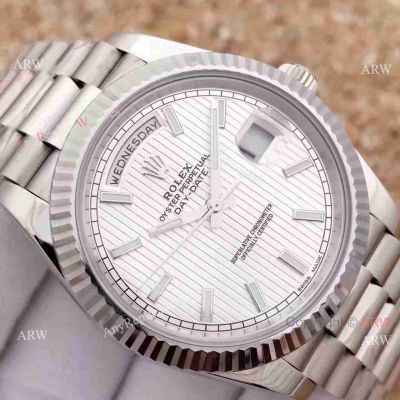 Replica Rolex Day-Date II Watch 41mm Silver Dial